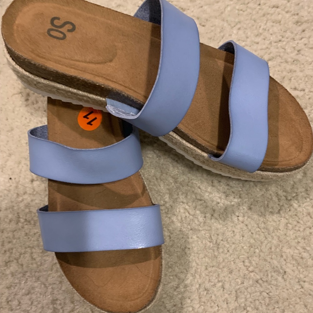 Brown w/ light blue strap sandals